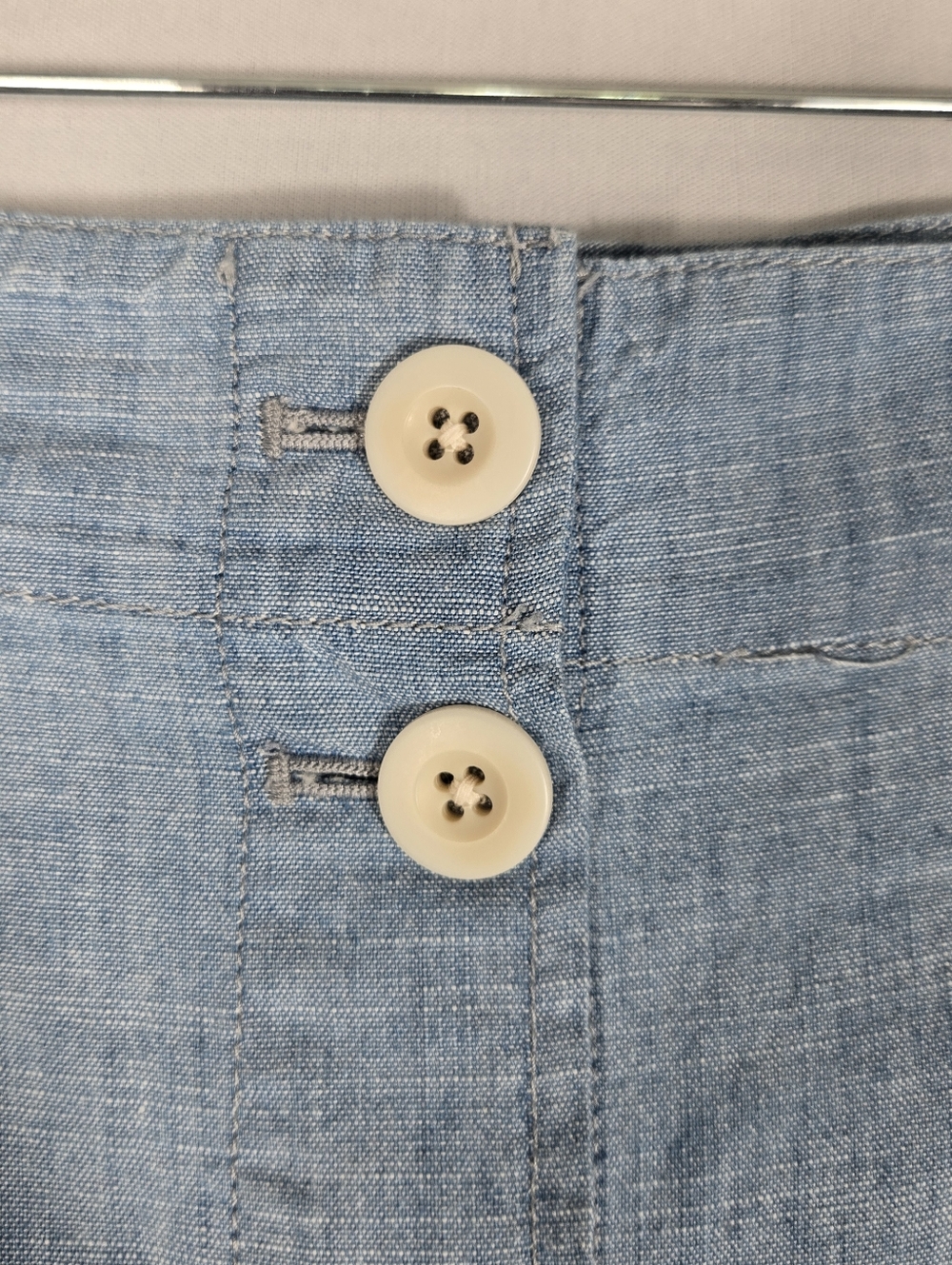 Madewell Chambray Midi Skirt sz 14 Blue Weatherly Wash Button Front Pockets NEW - Picture 8 of 16